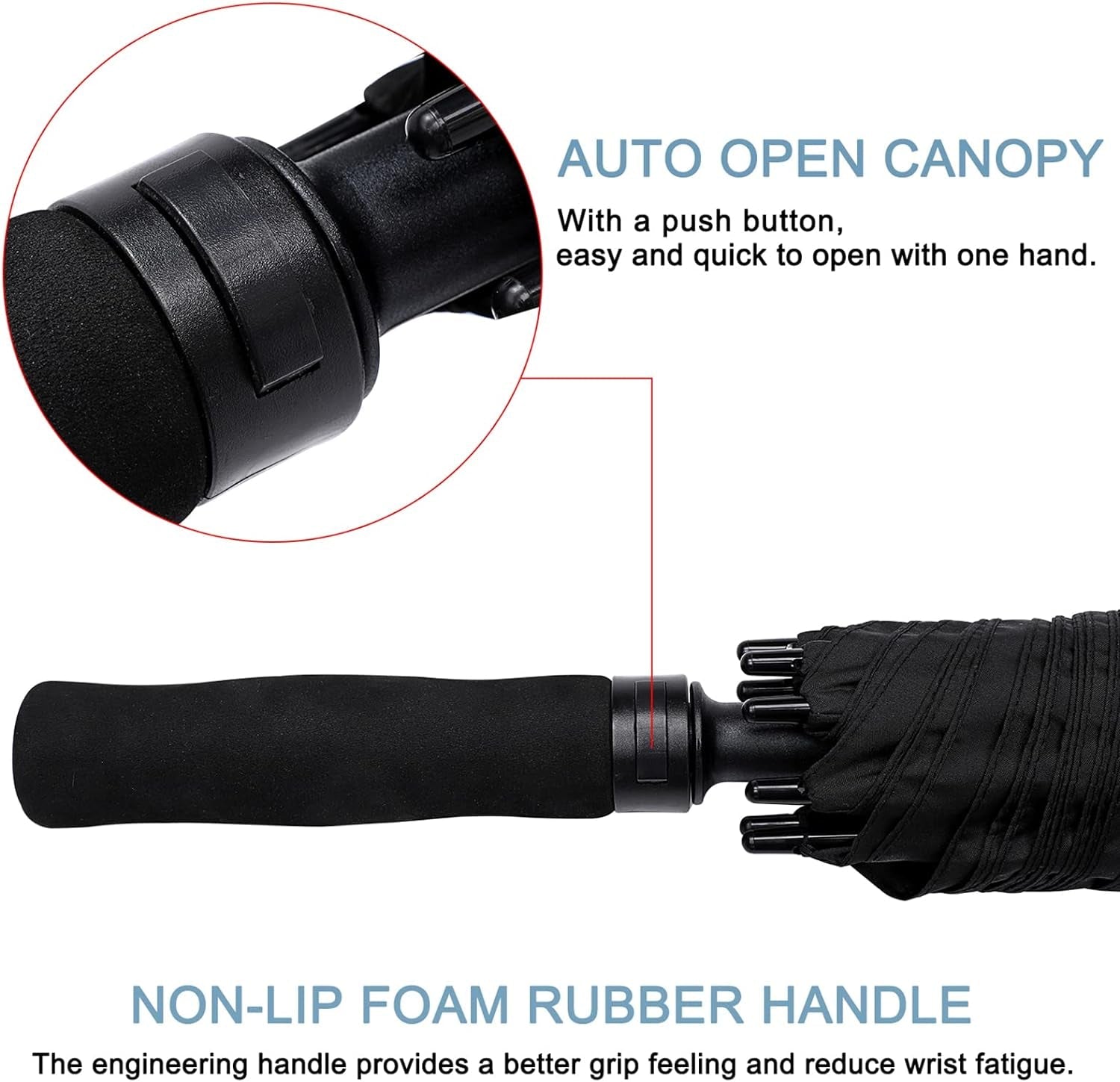 72 Inch Windproof Golf Umbrella Auto Open Double Canopy