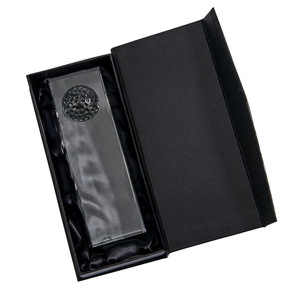Optic Crystal Golf Ball Obelisk, 6.25"