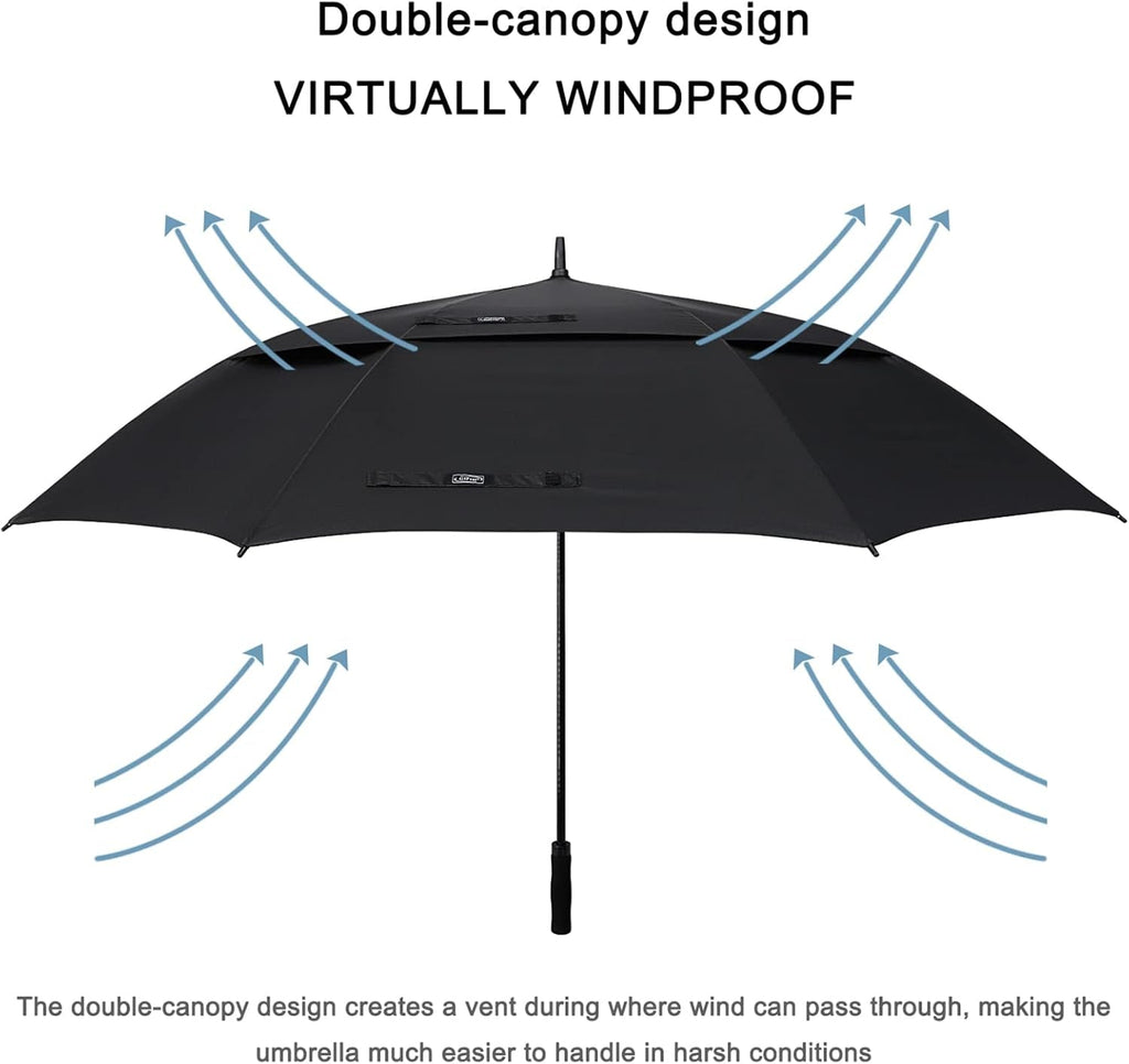 72 Inch Windproof Golf Umbrella Auto Open Double Canopy