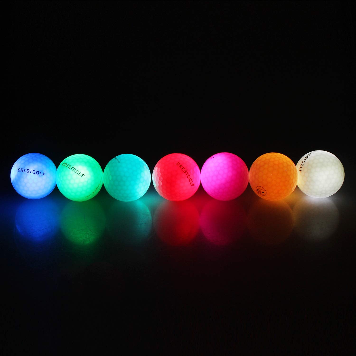 Crestgolf 6pcs / Pack Flashing Golf Ball Night Glow Flash Light Glow