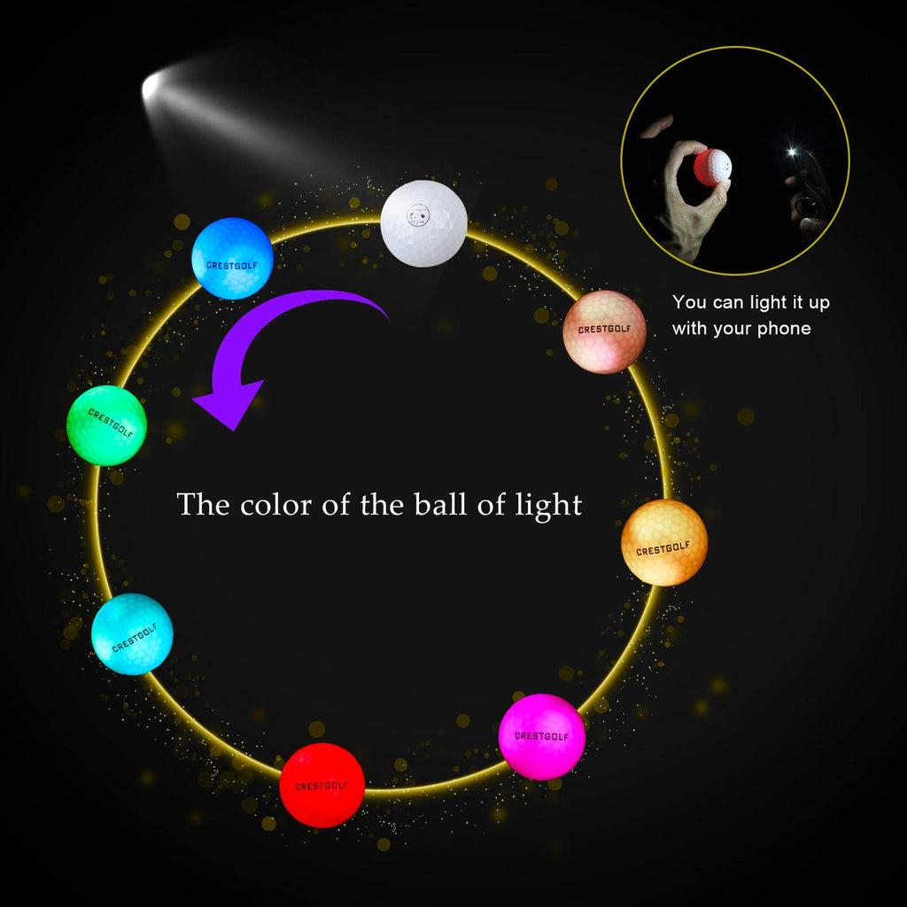 Crestgolf 6pcs / Pack Flashing Golf Ball Night Glow Flash Light Glow