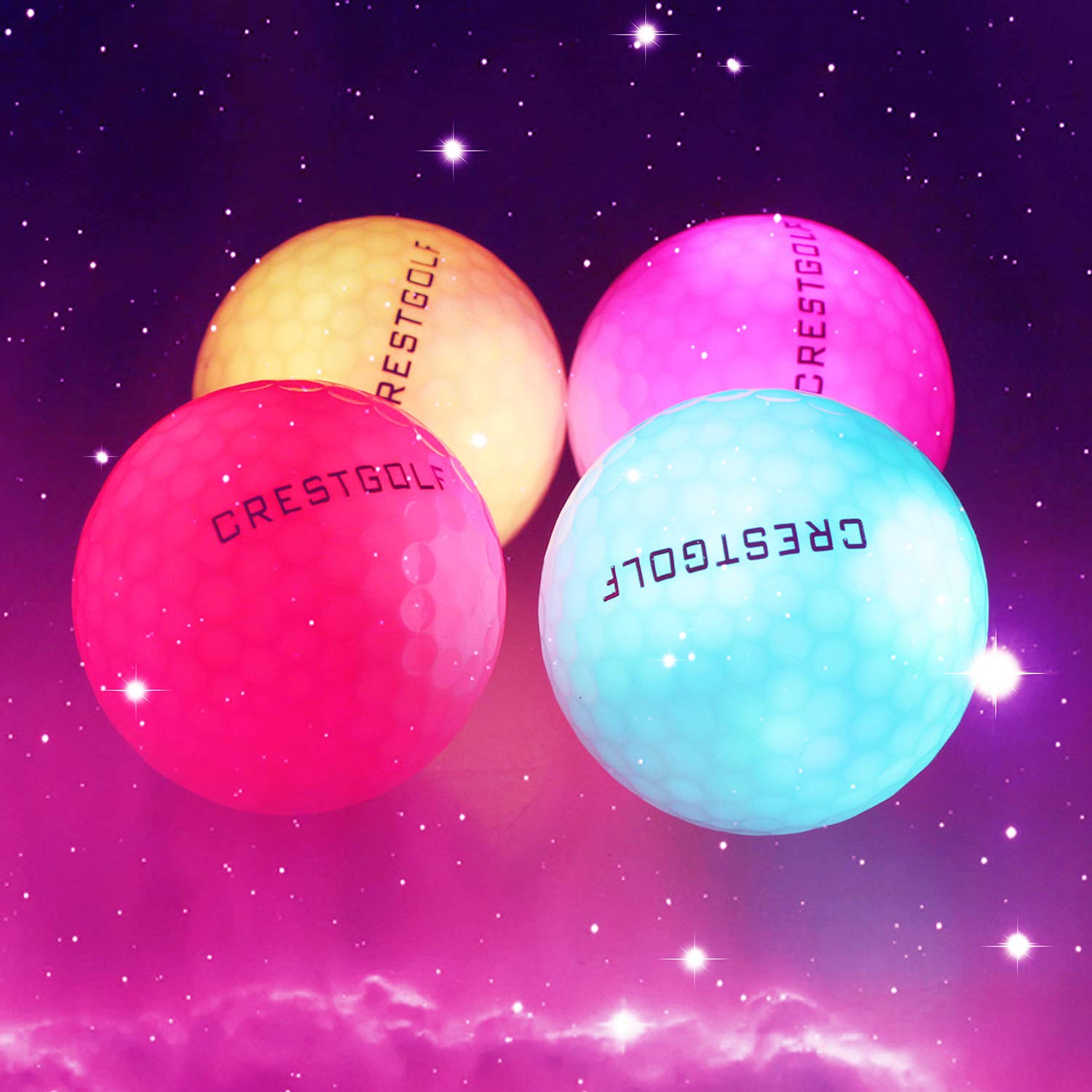 Crestgolf 6pcs / Pack Flashing Golf Ball Night Glow Flash Light Glow