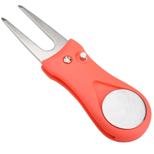 1PC Golf Divot Repair Tool With Ball Marker Pitch Mark Fork Golf