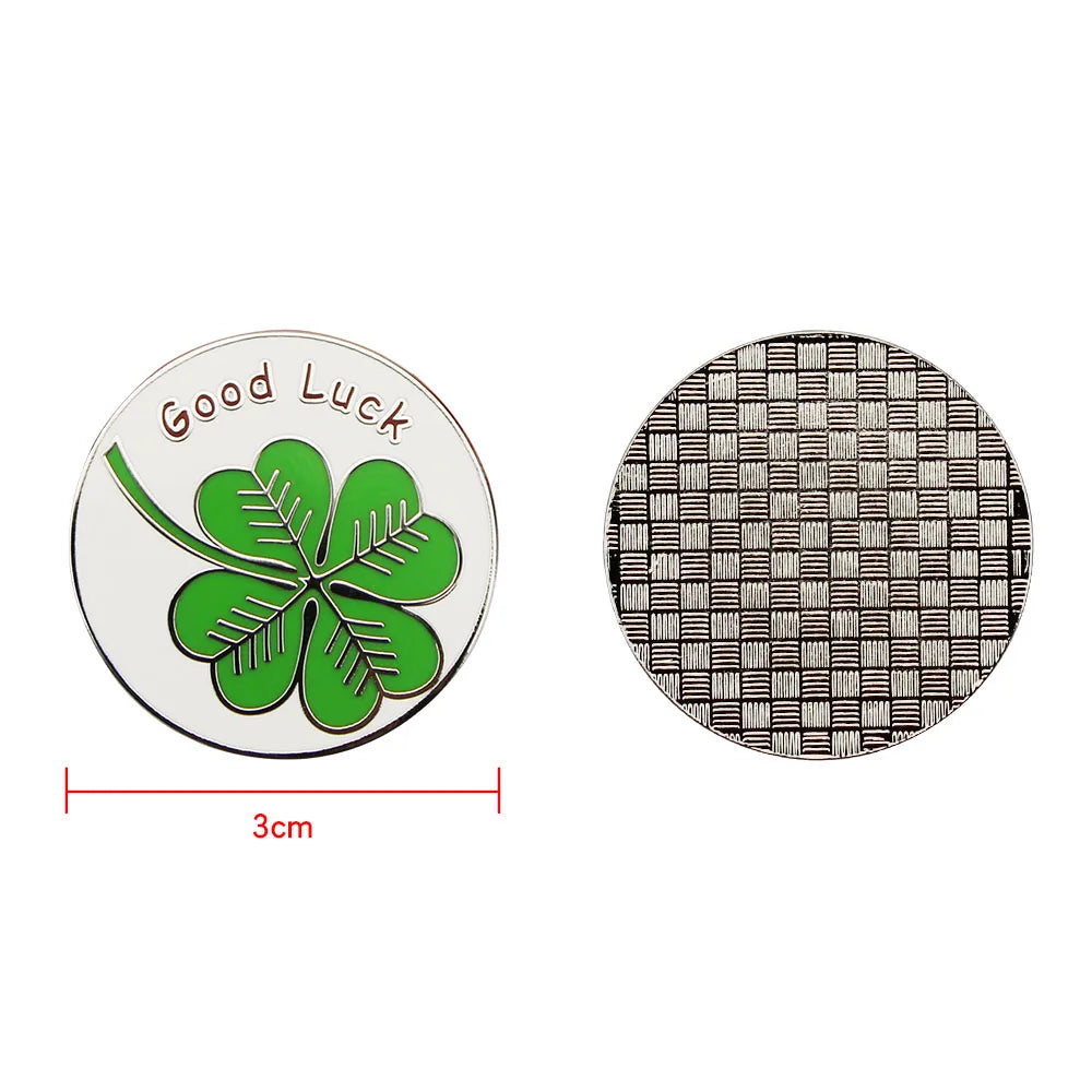 1.18" Lucky Clover Golf Ball Mark w Magnetic Golf Hat Clip 30mm Green