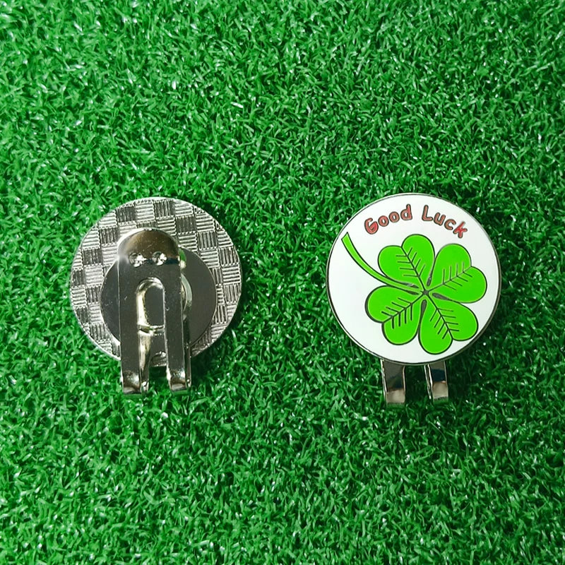 1.18" Lucky Clover Golf Ball Mark w Magnetic Golf Hat Clip 30mm Green