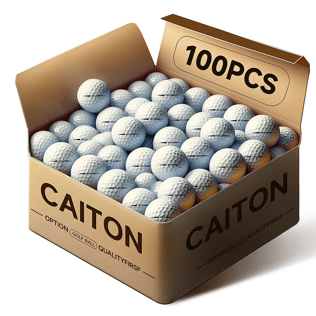 Caiton 100pcs 2-Layer Golf Balls - 332 Dimple, Max Distance, Spin