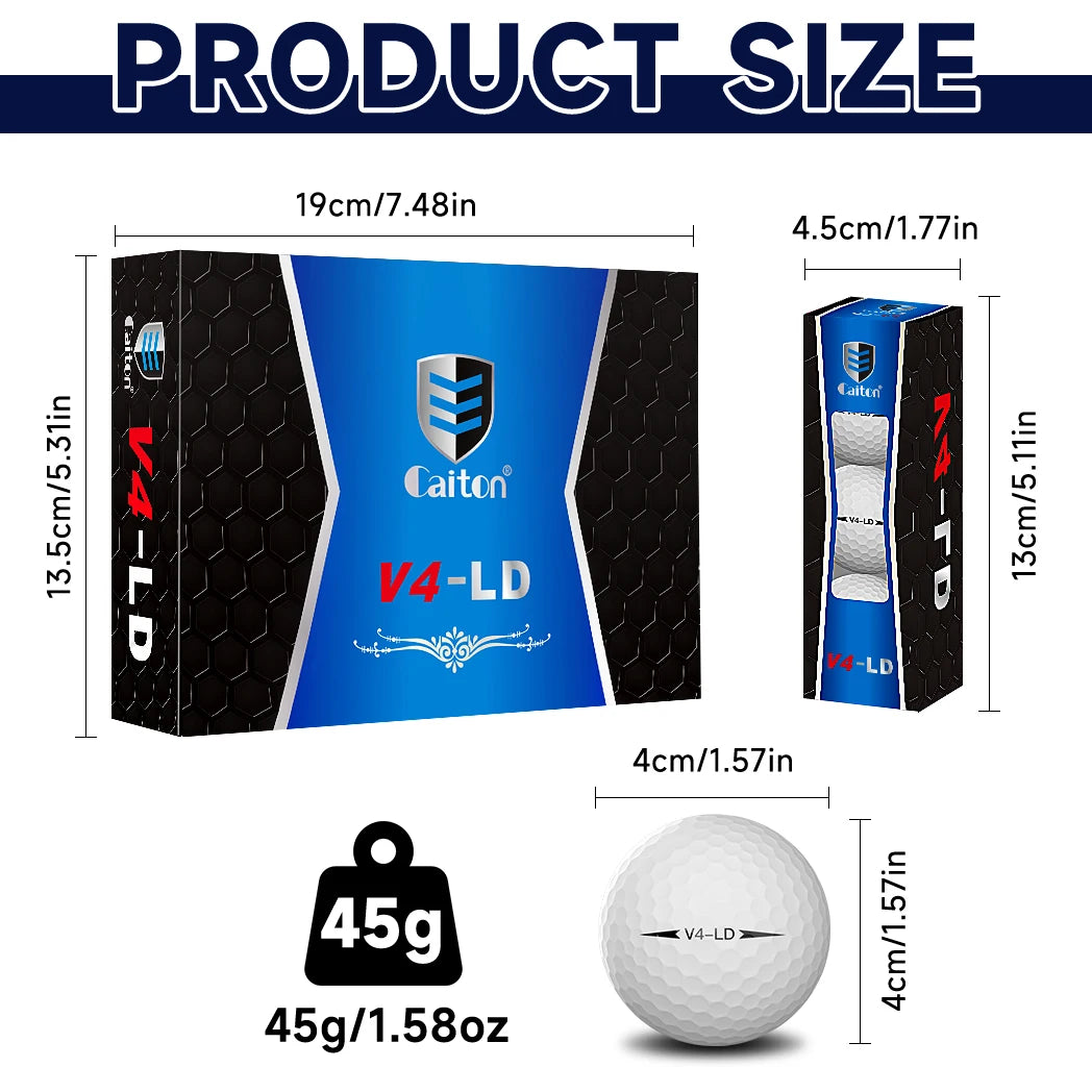 Caiton Pro Golf Balls - 4 Layers, DuPont Surlyn, Adds 30 Yards,