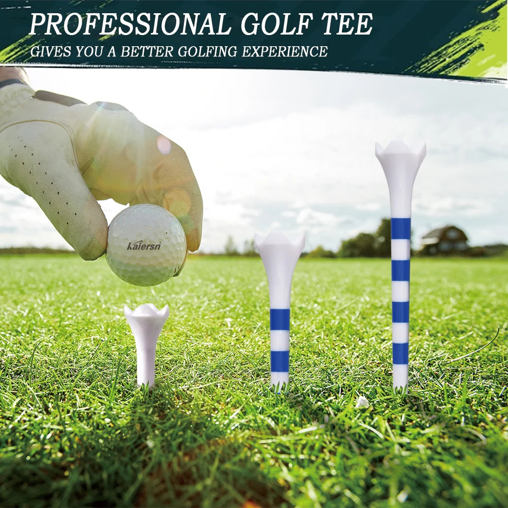 【20pcs】70mm/83mm Colored Striped Golf Tee - Durable Four-fork Plastic