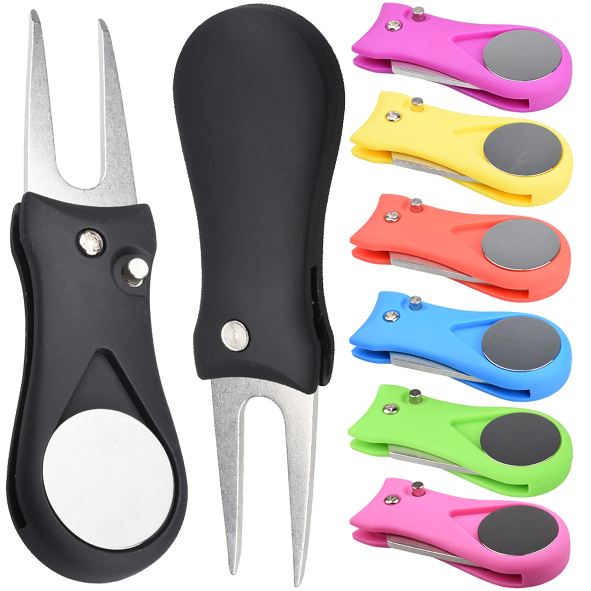 1PC Golf Divot Repair Tool With Ball Marker Pitch Mark Fork Golf