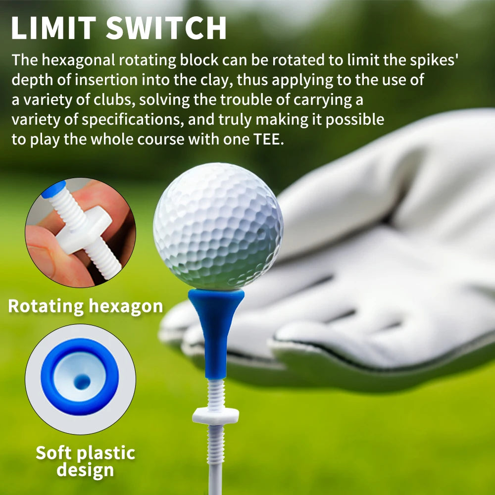 Caiton 5pcs Premium 85mm Plastic Golf Tees, Adjustable 22mm Range,