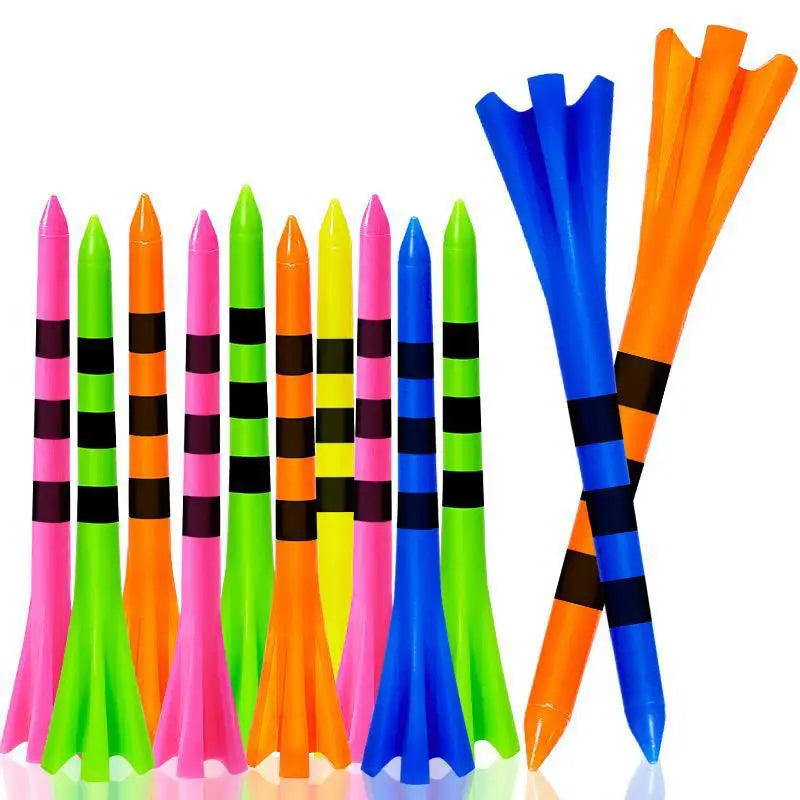 50pcs Golf Tees Plastic Stripe 5 Claws Tee Random Colors Accessories