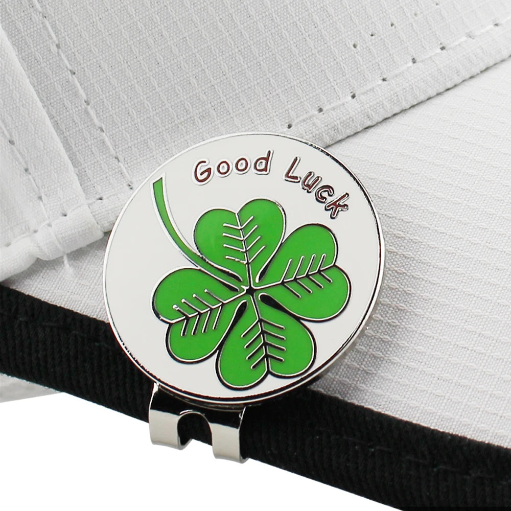 1.18" Lucky Clover Golf Ball Mark w Magnetic Golf Hat Clip 30mm Green