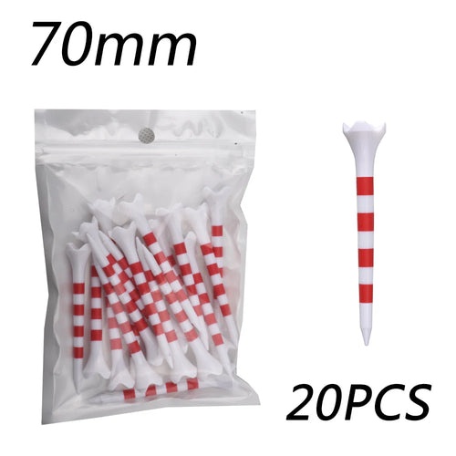 【20pcs】70mm/83mm Colored Striped Golf Tee - Durable Four-fork Plastic