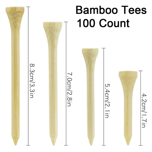 100 Count Golf Tees Bamboo Tee Golf Balls Holder 4 Sizes Available