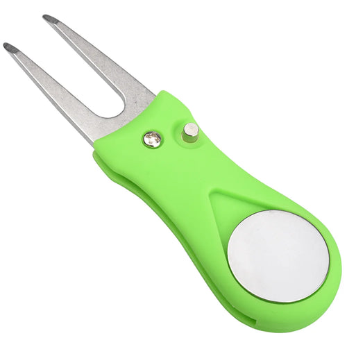 1PC Golf Divot Repair Tool With Ball Marker Pitch Mark Fork Golf