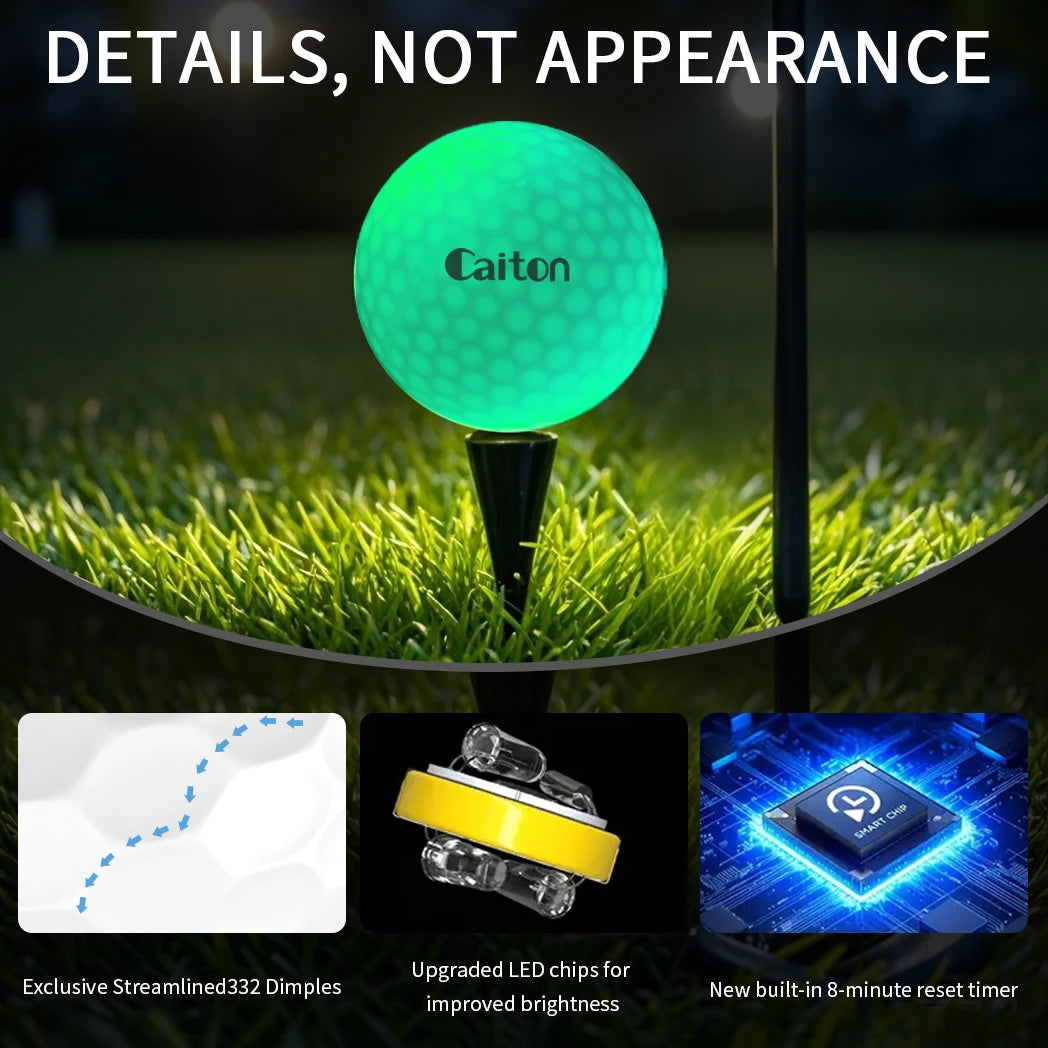 Caiton Night Glow Golf Balls – Set of 6 High-Visibility,
