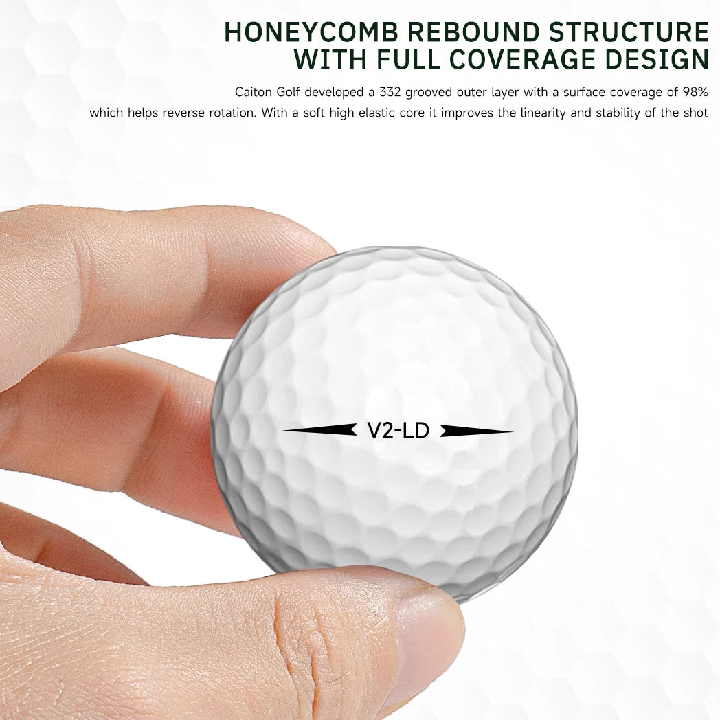 Caiton 100pcs 2-Layer Golf Balls - 332 Dimple, Max Distance, Spin