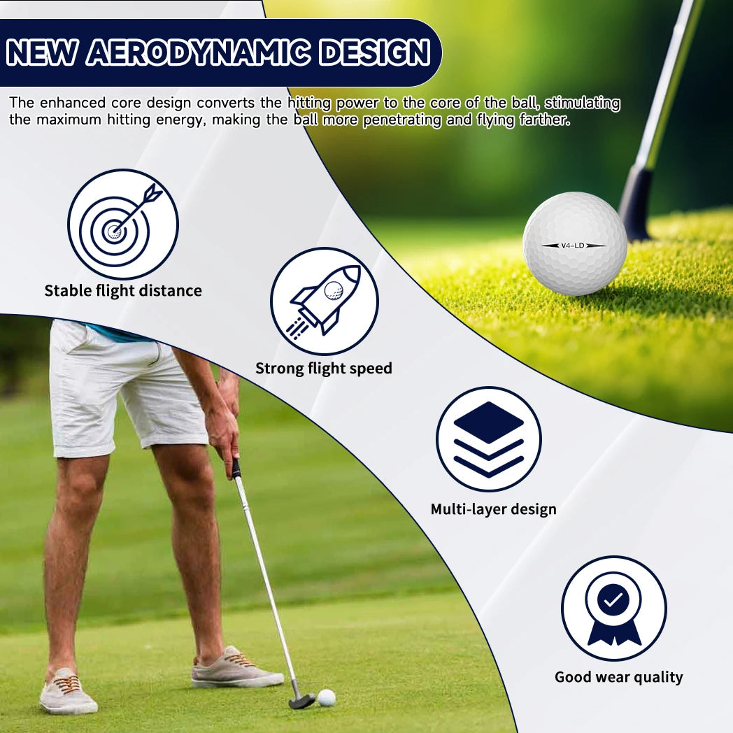 Caiton Pro Golf Balls - 4 Layers, DuPont Surlyn, Adds 30 Yards,