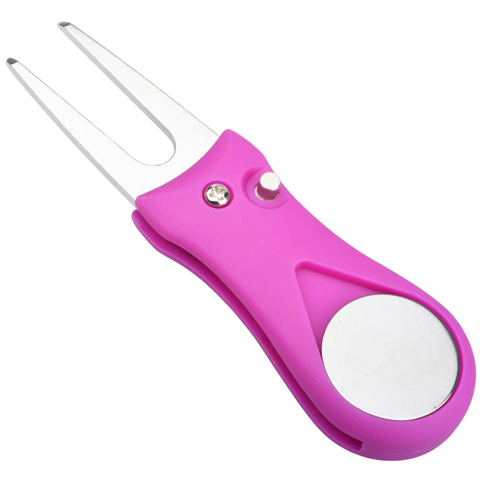 1PC Golf Divot Repair Tool With Ball Marker Pitch Mark Fork Golf
