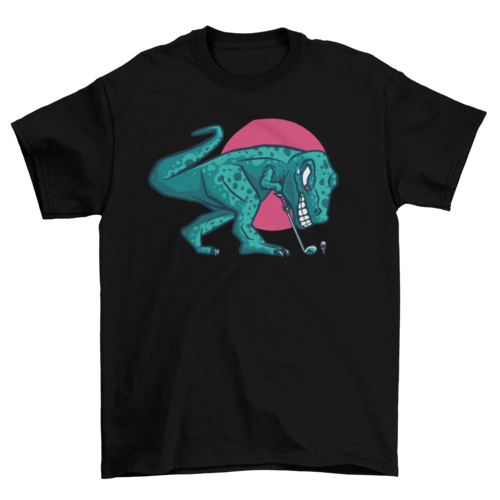 T-rex dinosaur playing golf t-shirt