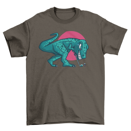 T-rex dinosaur playing golf t-shirt