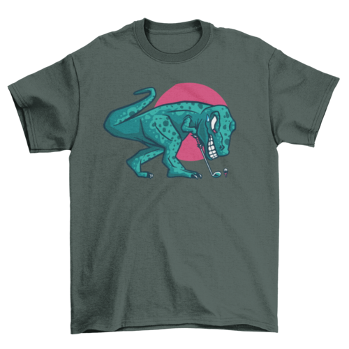 T-rex dinosaur playing golf t-shirt
