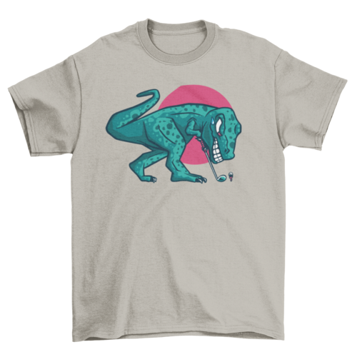 T-rex dinosaur playing golf t-shirt