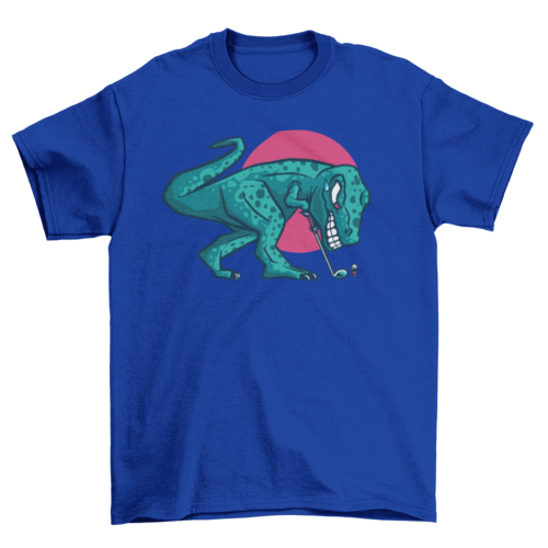 T-rex dinosaur playing golf t-shirt