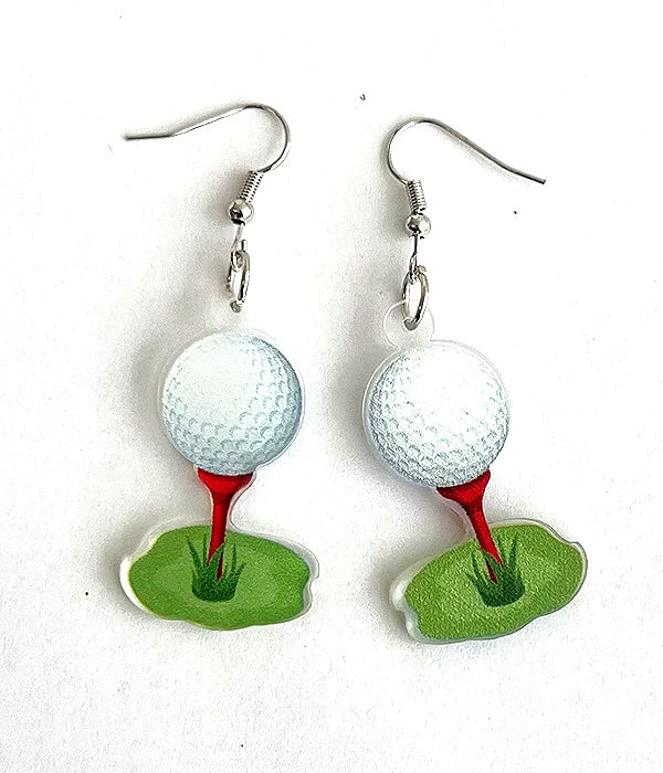 GOLF THEME ACRYLIC EARRING - BALL