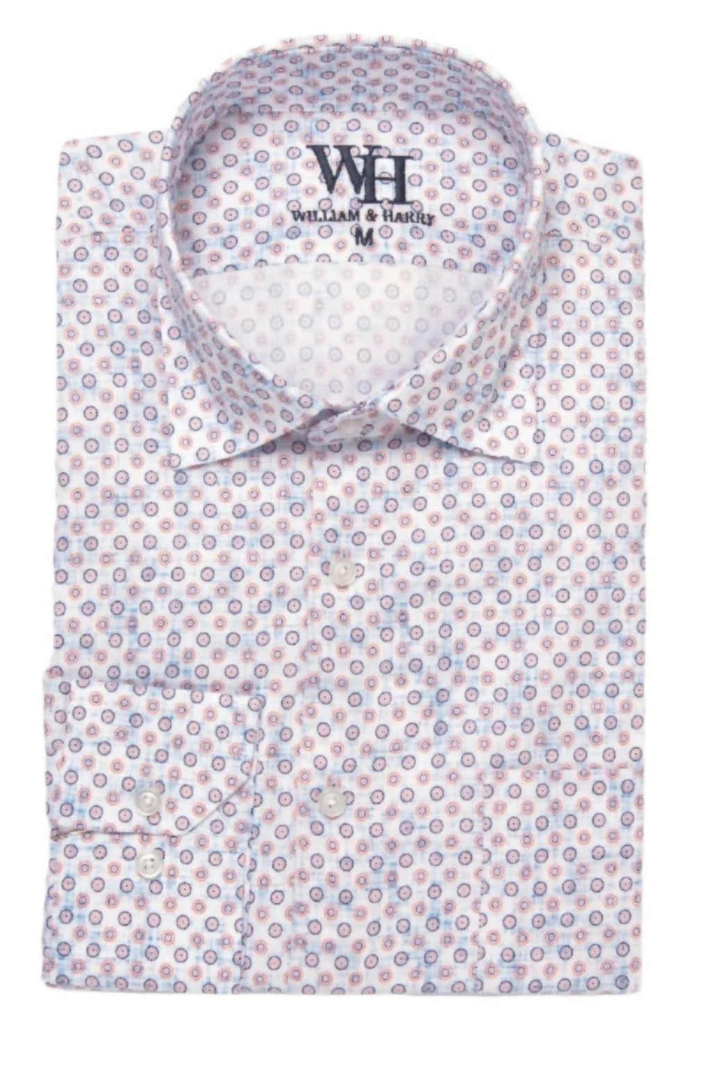 W&H Golf Men's Long Sleeve Button Up Sports Shirts - Circular Print